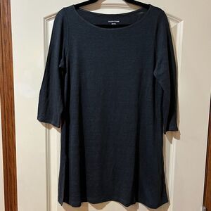 EILEEN FISHER 100% Linen Scoop Neck Tunic Top Dark Gray Women’s Size Small